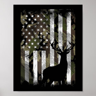 Camouflage US Flag Hirschelch Buck Camoflage Jagdj Poster