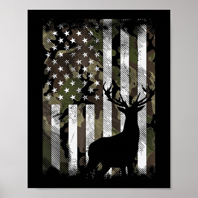 Camouflage US Flag Hirschelch Buck Camoflage Jagdj Poster (Vorne)
