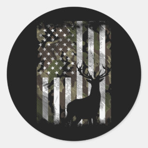 Camouflage Us Flag Hirschelch Buck Camoflage Jagdj Runder Aufkleber