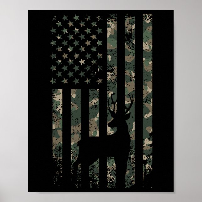 Camouflage Us Flag Hirschelch Buck Camouflage Jagd Poster (Vorne)