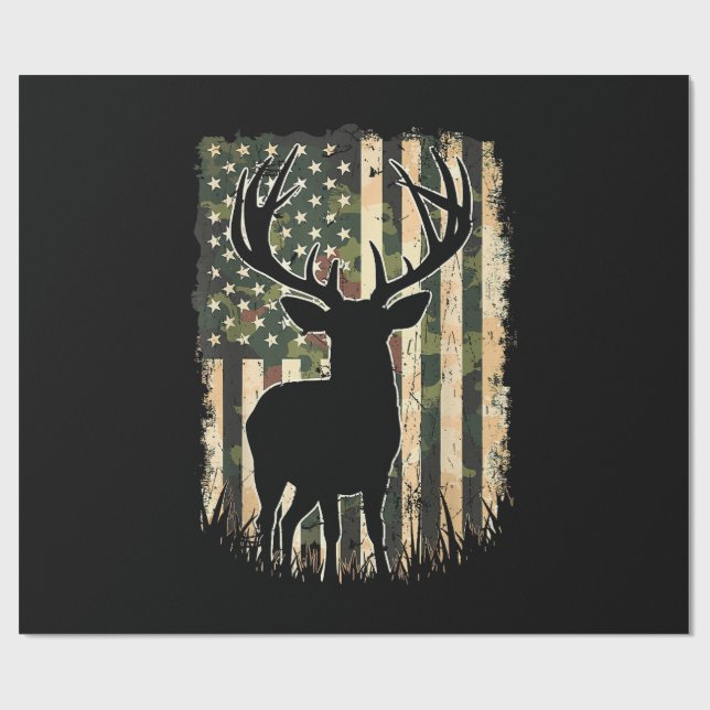 Camouflage US Flag Hirschjagd Jagdjäger Geschenkpapier (Flach)