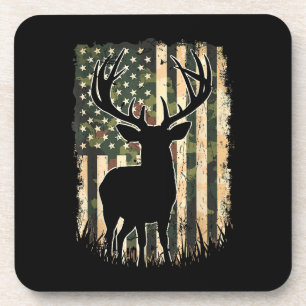 Camouflage US Flag Hirschjagd Jagdjäger Getränkeuntersetzer