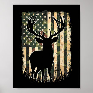 Camouflage US Flag Hirschjagd Jagdjäger Poster