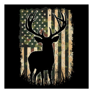 Camouflage US Flag Hirschjagd Jagdjäger Poster
