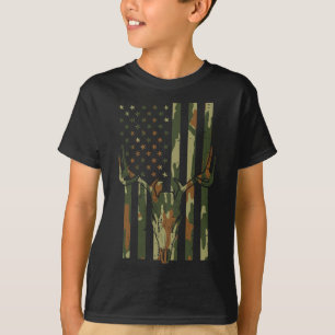 Camouflage Us Flag Hirschschädel Vintag Jagd Patri T-Shirt