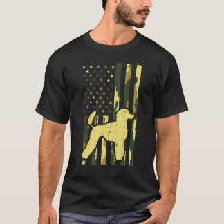 Camouflage Us Flag Poodle Vintag Patriotic Dog Eig T-Shirt