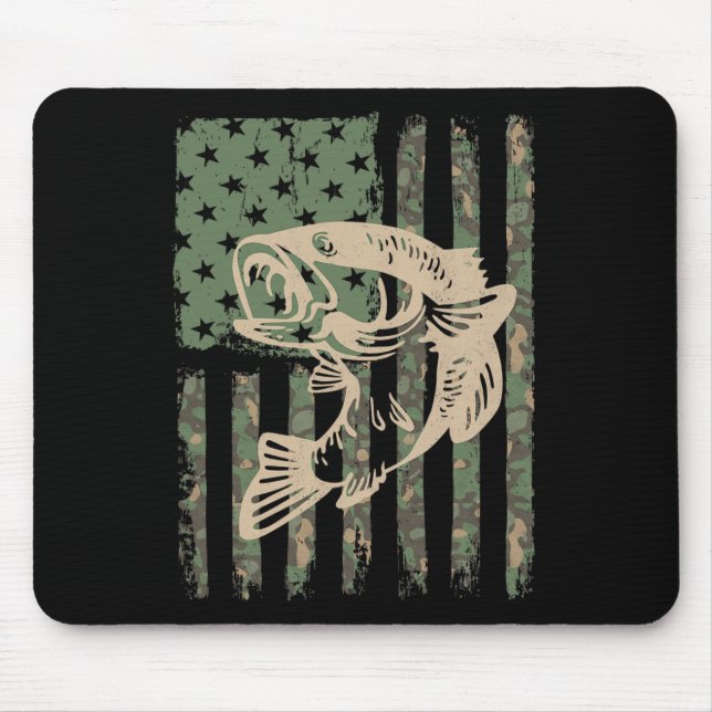 Camouflage US-Flagge Big Mouth B Fischen 1 Mousepad (Vorne)