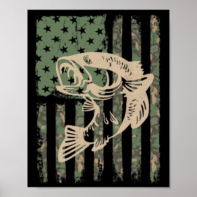 Camouflage US-Flagge Big Mouth B Fischen 1 Poster (Vorne)