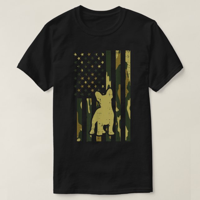 Camouflage US-Flagge Französischer Bulldog Frenchi T-Shirt (Design vorne)