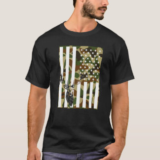 Camouflage US-Flagge Jagd auf Hirsche T-Shirt