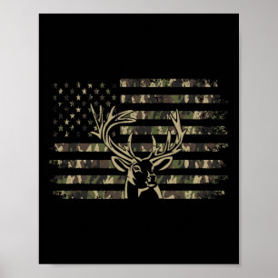 Camouflage Usa Flag Hirschelch Buck Camoflage Jagd Poster