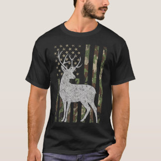 Camouflage Usa Flag Hirschelch Buck Camoflage Jagd T-Shirt