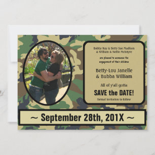 Camouflage Verlobung Ankündigung Save the Date ein
