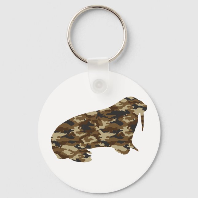 Camouflage Walrus Silhouette Schlüsselanhänger (Vorderseite)