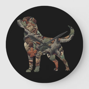 Camouflage-Wandschloss für Labrador-Retriever Große Wanduhr