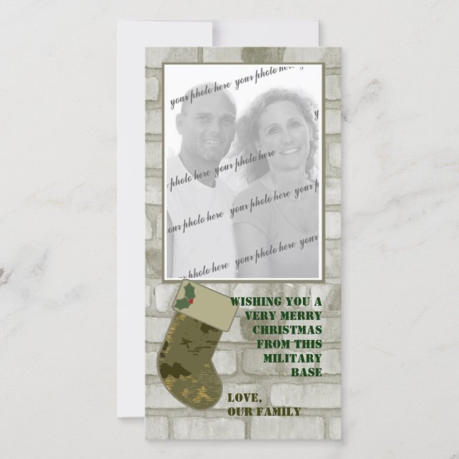 Camouflage Weihnachts-Fotokarte Feiertagskarte (Vorderseite)