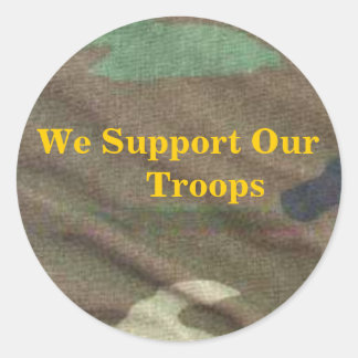 Camouflage, wir unterstützen unsere Truppen Runder Aufkleber