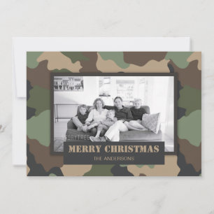Camouflage Woodland Camo Military Christmas Photo Feiertagskarte