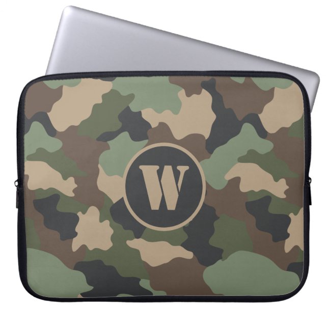 Camouflage Woodland Camouflage Khaki Tan Black Mon Laptopschutzhülle (Vorderseite)