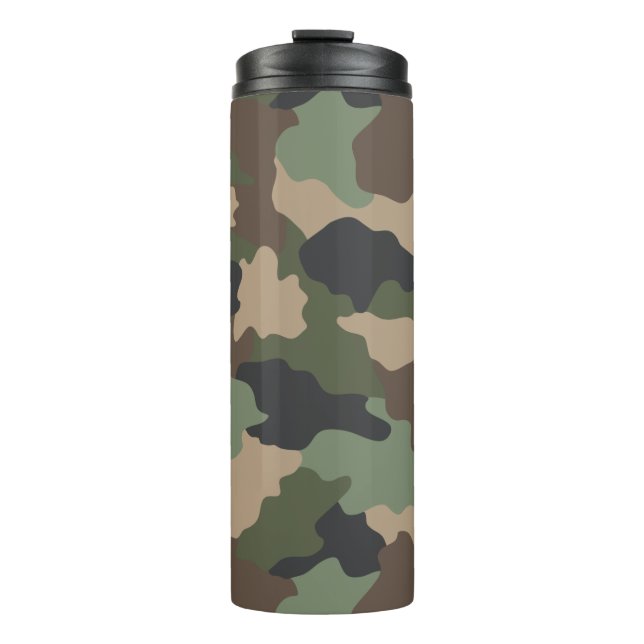 Camouflage Woodland Camouflage Khaki Tan Black Thermosbecher (Vorderseite)