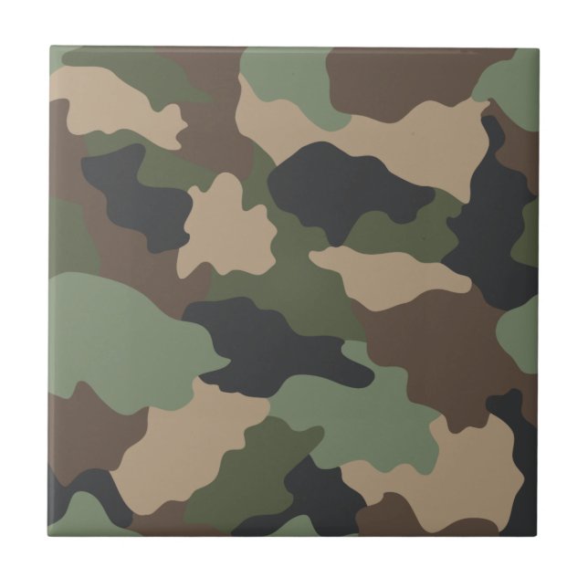 Camouflage Woodland Camouflage Military Khaki Tan  Fliese (Vorderseite)