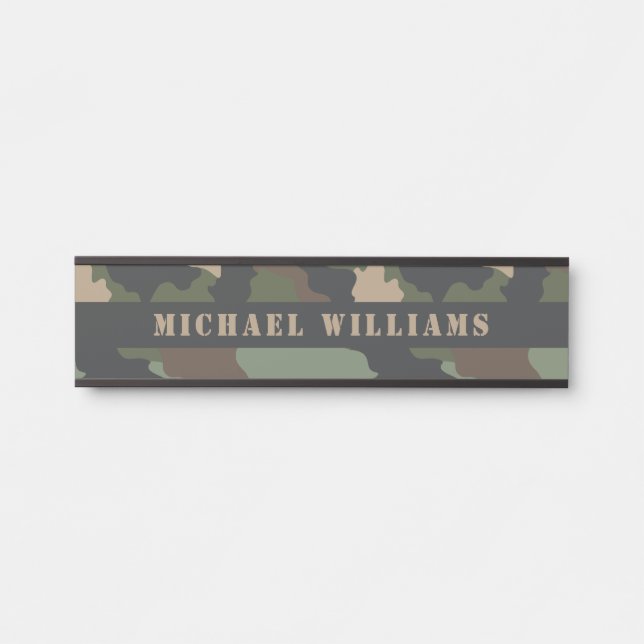 Camouflage Woodland Camouflage Military Khaki Tan  Türschild (Vorderseite )