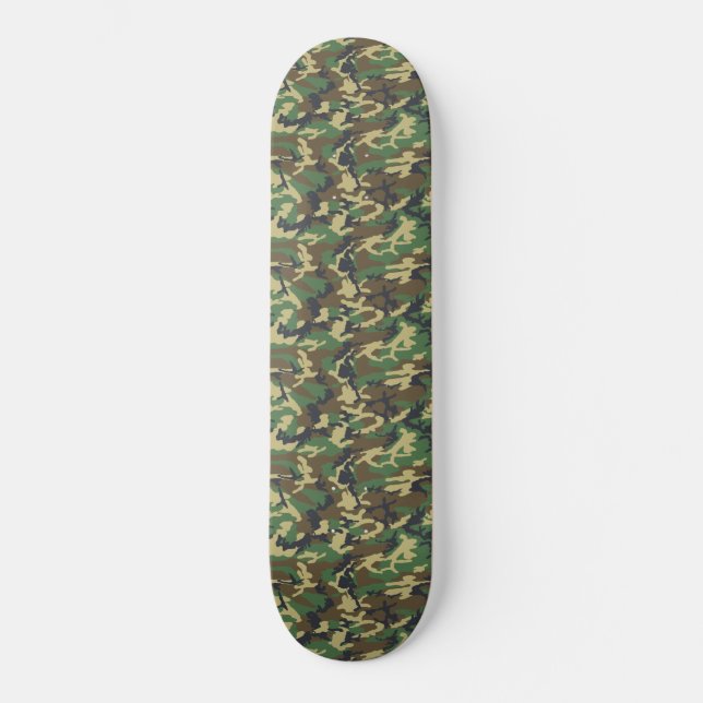 Camouflage Woodland Military Print Skateboard (Vorderseite)