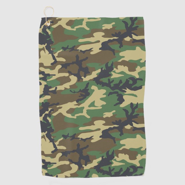 Camouflage Woodlands Muster  Golfhandtuch (Vorderseite)