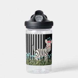 Camouflage Zebra mit blauen Blumen Wasserflasche Trinkflasche