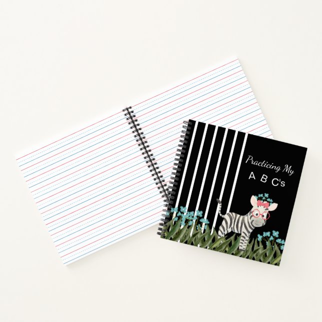 Camouflage Zebra mit Blue Flowers Spiral Notebook Notizbuch (Innenseite)