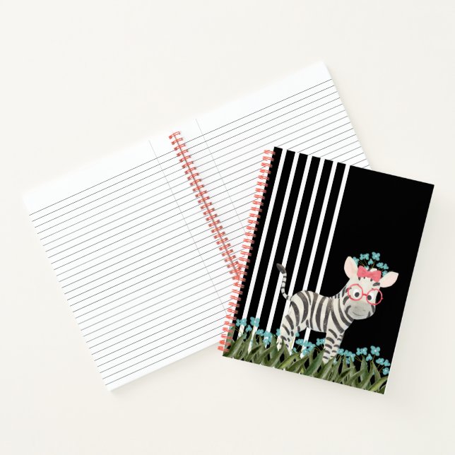 Camouflage Zebra mit Blue Flowers Spiral Notebook Notizbuch (Innenseite)