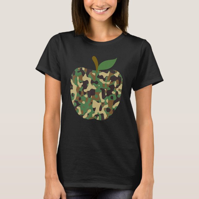 Camouflaged Apple First Day Of School Teaching Tea T-Shirt (Vorderseite)