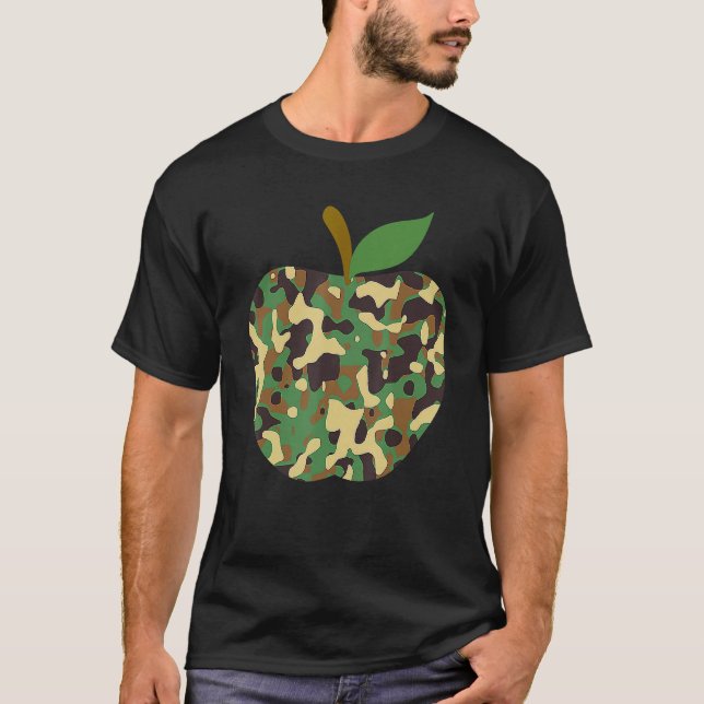 Camouflaged Apple First Day Of School Teaching Tea T-Shirt (Vorderseite)
