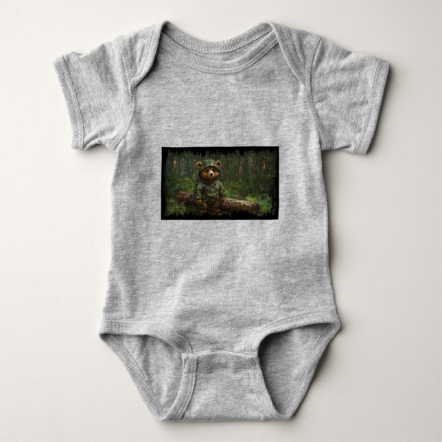 Camouflaged Teddy Bar Art of Kids Baby Strampler (Vorderseite)