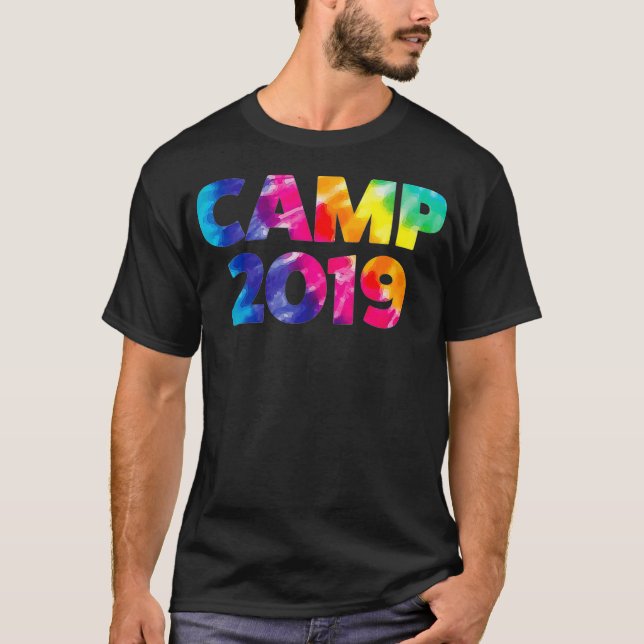 Camp 2019 Sommerferien Camper Gefärbte Krawatte Au T-Shirt (Vorderseite)