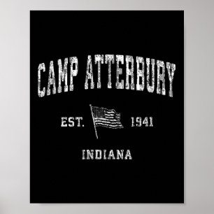 Camp Atterbury Indiana In Vintage US-Flagge Sport  Poster