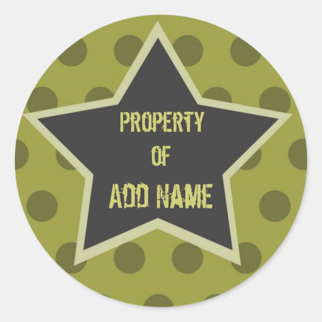 Camp-Aufkleber "Property of" für coolen Jungen Runder Aufkleber (Vorderseite)