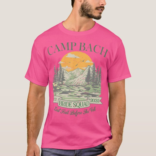 Camp Bach Bride Squad Retro Camping Bachelorette P T-Shirt (Vorderseite)