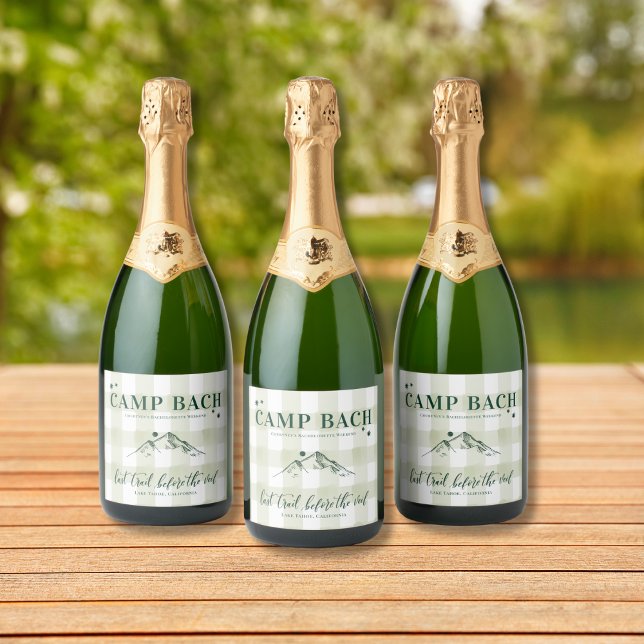 CAMP BACH - Custom Champagne Label Rustic Vibes (Rustic Camp Bach champagne label – perfect for outdoor bachelorette toasts in the woods!)