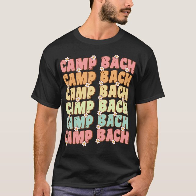 Camp Bach Groovy Bride Squad Camping Bachelorette T-Shirt (Vorderseite)