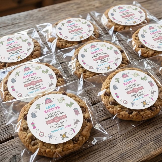 Camp Bach Wilderness Bachelorette Party Favor Runder Aufkleber (Von Creator hochgeladen)