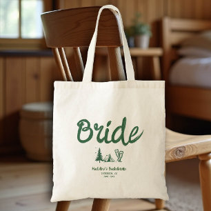 Camp Bachelorette Bride Hand Drawn schreiben grün Tragetasche