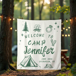 Camp Bachelorette Camping Begrüßung der grünen Han Wandteppich