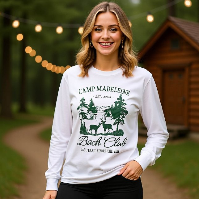 Camp Bachelorette Camping "Hirsche letzten Weg" T-Shirt (camp bachelorette matching bride crew bridesmaid shirts last trail before veil camping glamping)