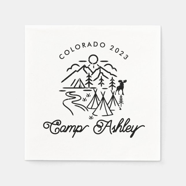 Camp Bachelorette Custom Cocktail Napkins Serviette (Vorderseite)