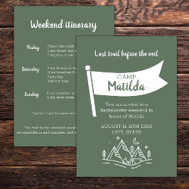 Camp Bachelorette Forest Green Weekend Itinerary Einladung