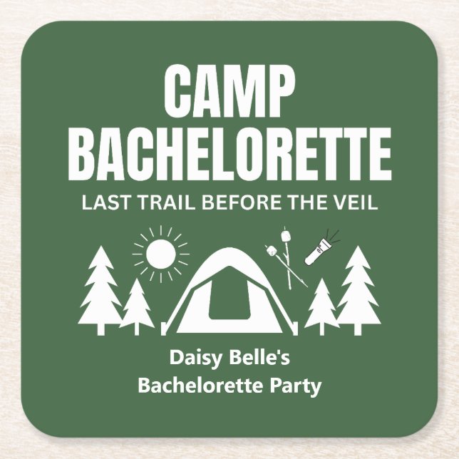 Camp Bachelorette Green  Rechteckiger Pappuntersetzer (Vorderseite)