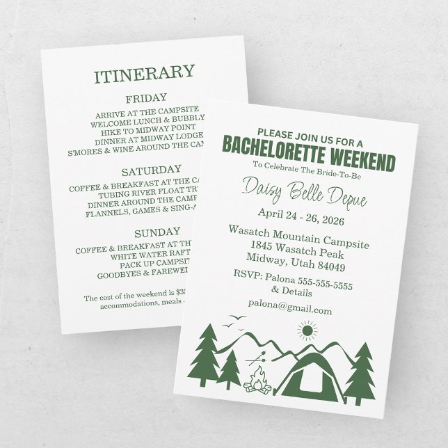 Camp Bachelorette Green Weekend Einladung (Von Creator hochgeladen)