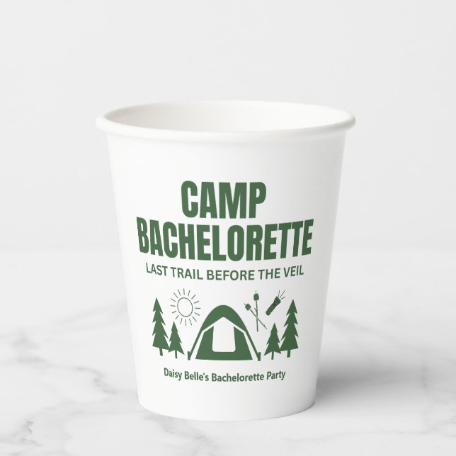 Camp Bachelorette Grünbuch Tasse Pappbecher (Vorderseite)