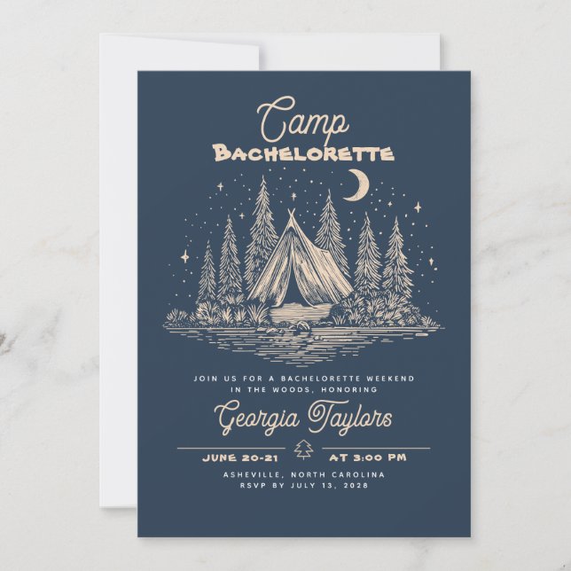 Camp Bachelorette Invitation Einladung (Vorderseite)
